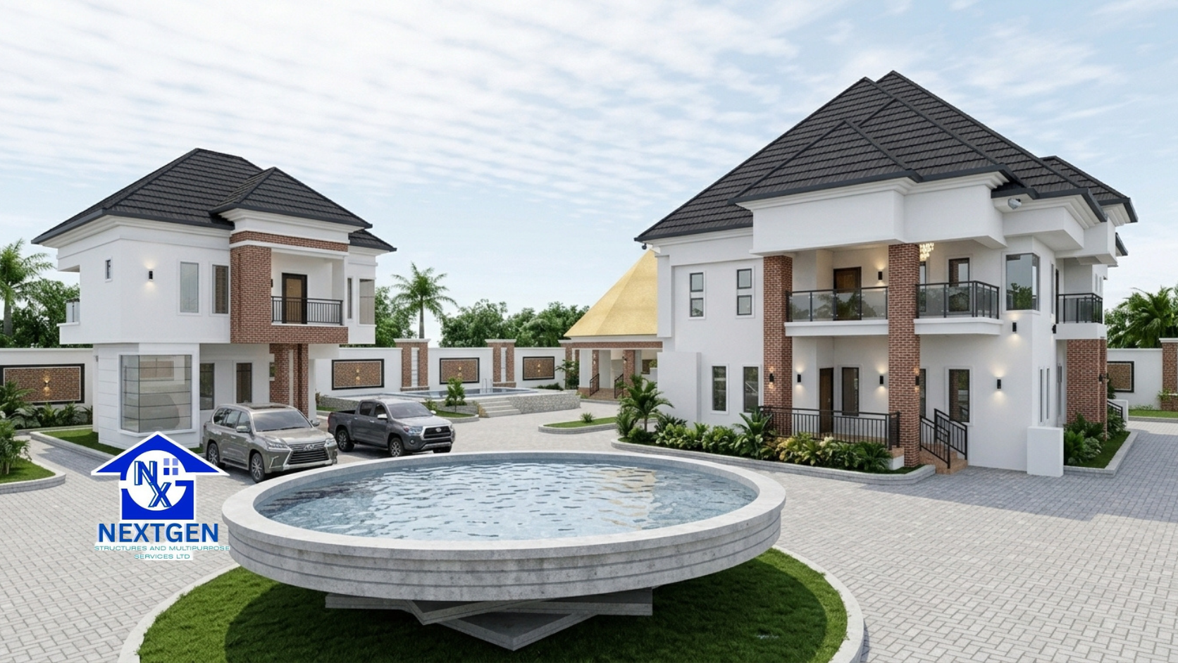 Luxury Country Home Design in Nigeria: 5-Bedroom Duplex with Boys’ Quarters, Pool & Obi Pavilion (NXG003ED025)